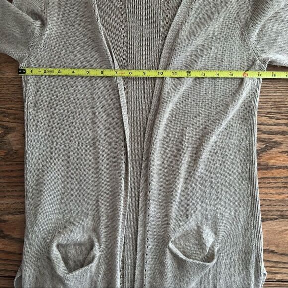 Talbots 100% Linen 3/4 Sleeve Cardigan Beige Size Longer Length Size S Petite - Picture 5 of 6